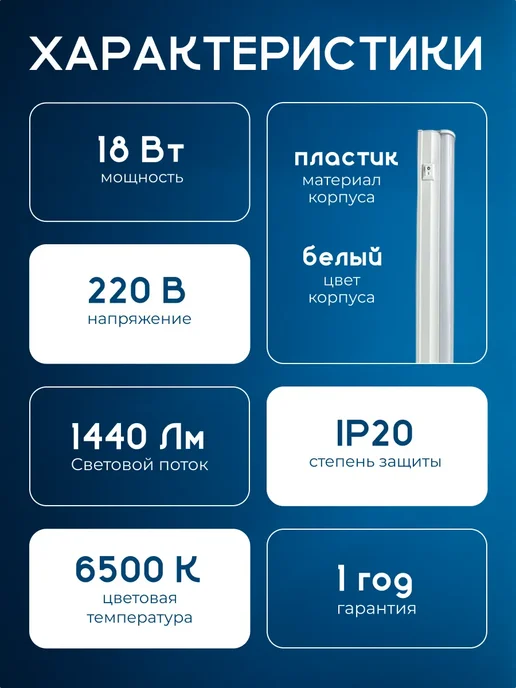 Ecola Светильник линейный настенный потолочный на кухню 18вт 6500К, 18 Вт, фото 4