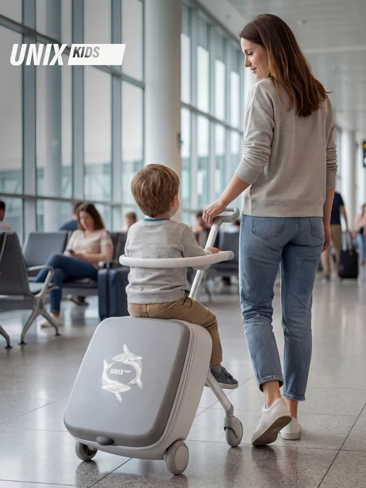 UNIX Kids Чемодан детский на колесиках, белый, фото 2