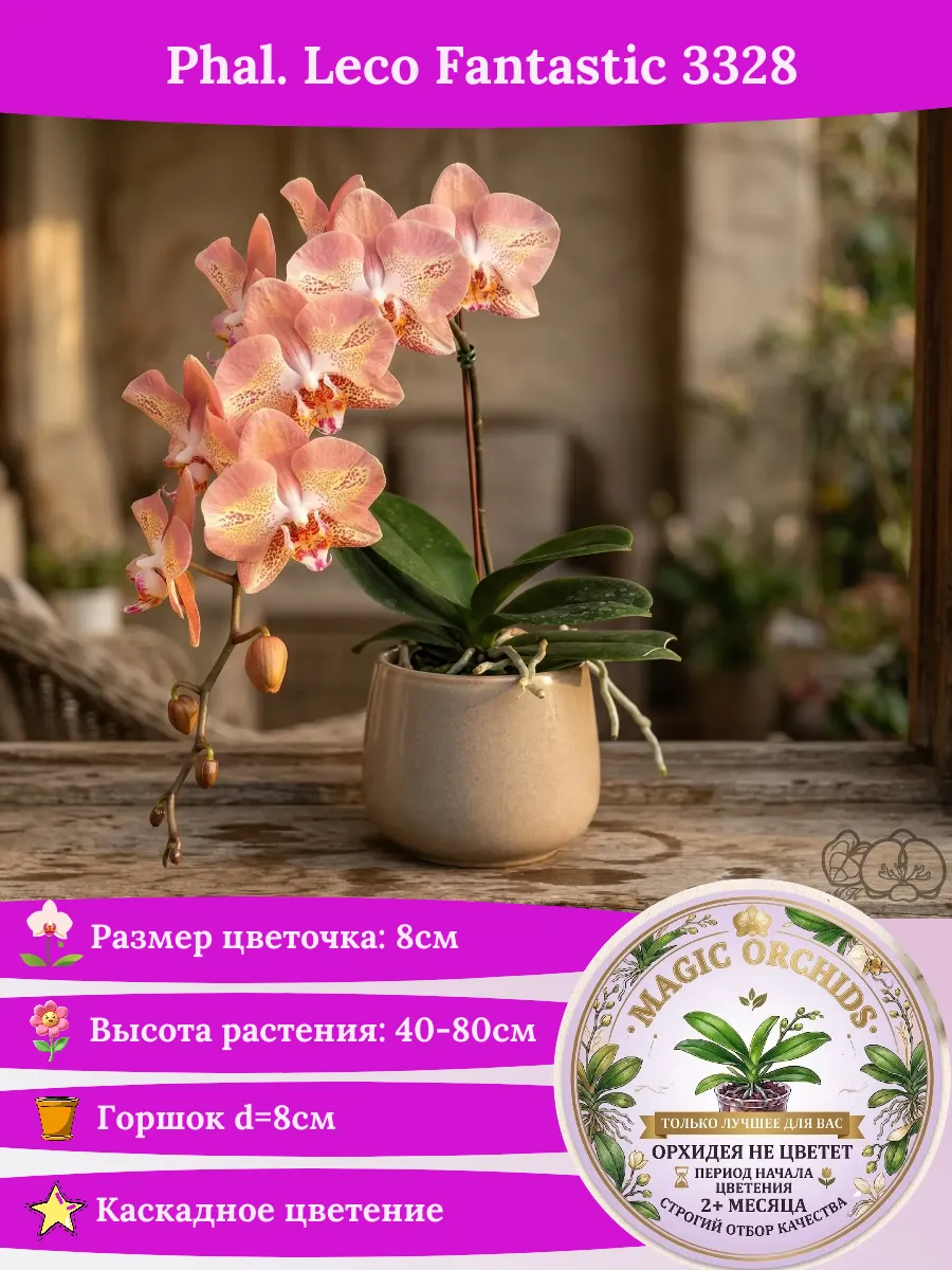 Орхидея живая Phal. Leco Fantastic '3328' - 2,5"