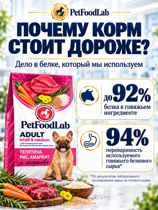 Сухой корм PetFoodLab для собак, гипоаллергенный, мелкие, 1,2 кг, фото 2