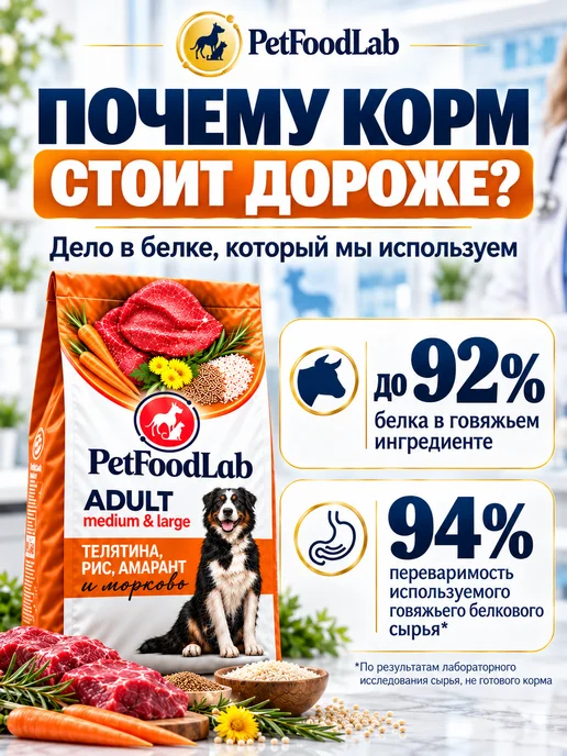 Сухой корм PetFoodLab для собак, гипоаллергенный, крупные, средние, 10,3 кг, фото 4