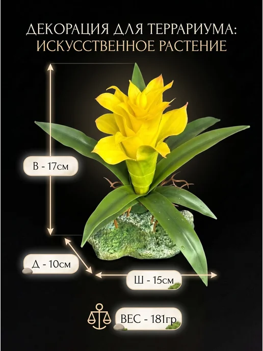 ГротАква Растение для террариума искусственное, суккулент, зеленый, фото 3