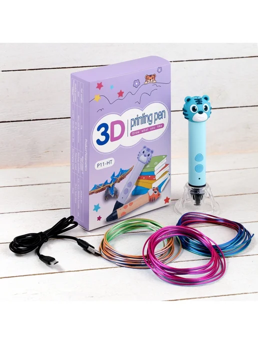 Нет бренда 3D ручка для творчества, работа с PLA, голубая, голубой, фото 2