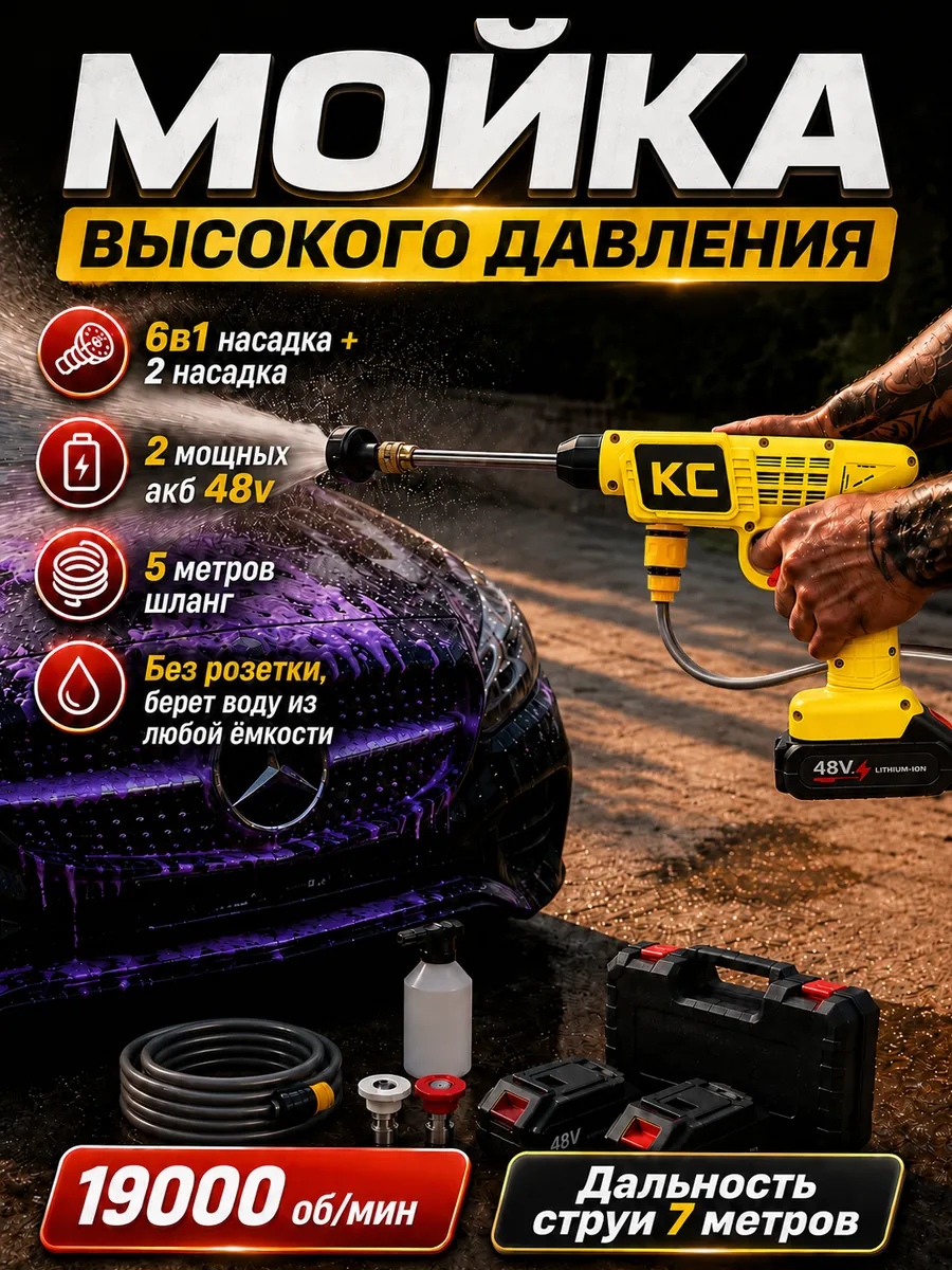 Мойка высокого давления аккумуляторная, автомойка