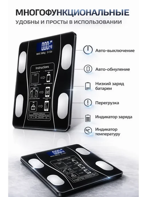 ARUbrand3 Умные весы напольные с анализатором тела Bluetooth, вариант, фото 5