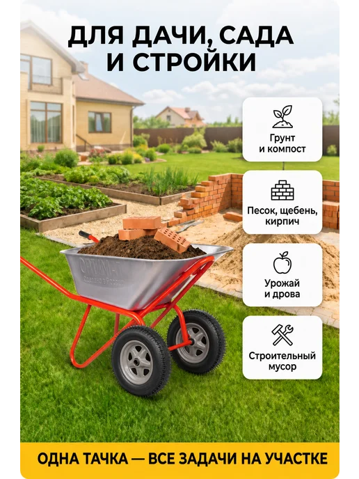 Энергопром Тачка садовая двухколесная усиленная 110 л 250 кг, 110 л, 250 кг, фото 4