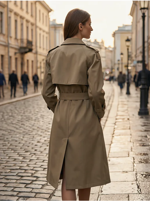 PIN LOVE Тренч женский демисезонный длинный, зеленый, фото 4