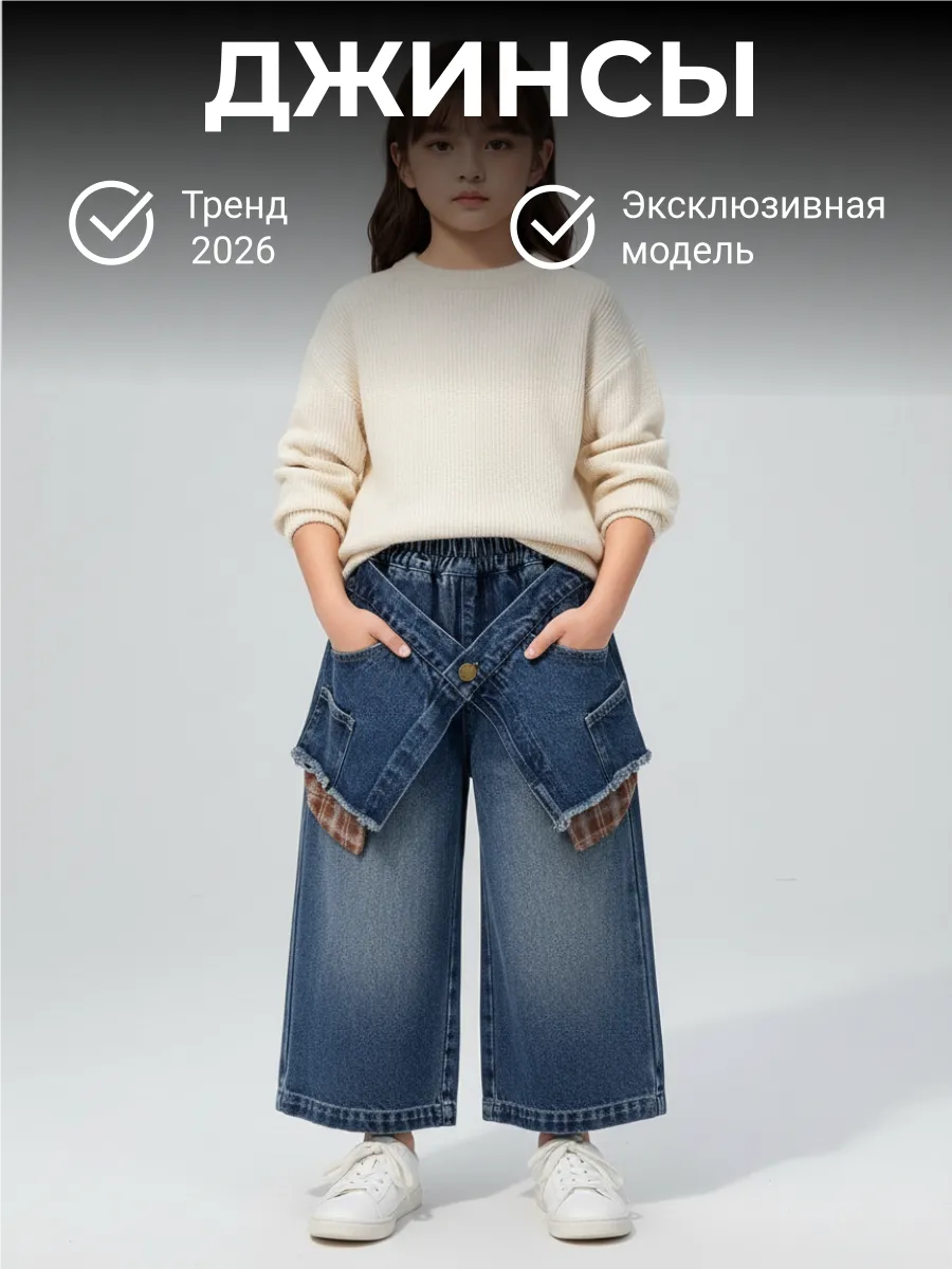 Джинсы детские широкие модные багги у2к на резинке хит
