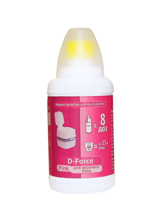 Ваше Хозяйство Жидкость для биотуалета верхний бачок D-Force Pink 0,5л *4шт, 500 мл, 4 шт, фото 2