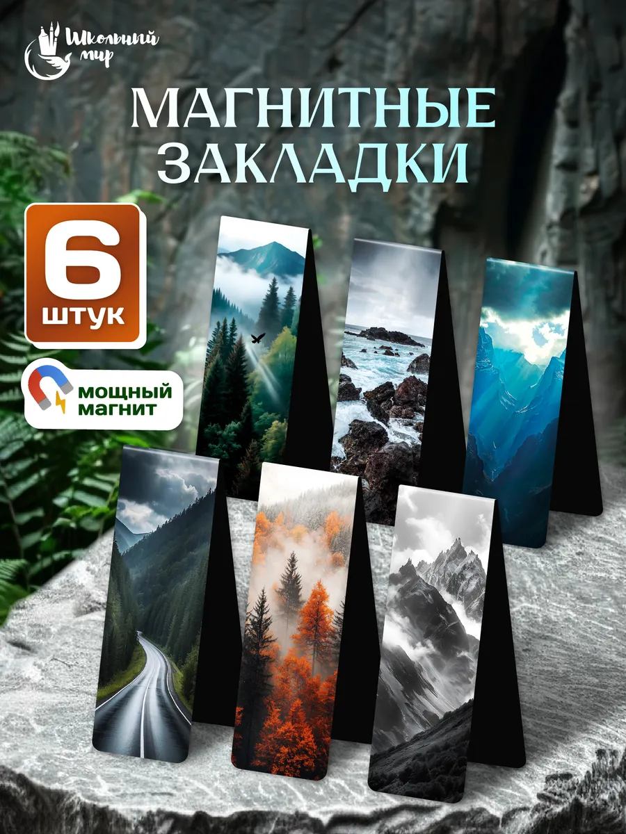 Закладки магнитные для книг и учебников в школу 6 шт