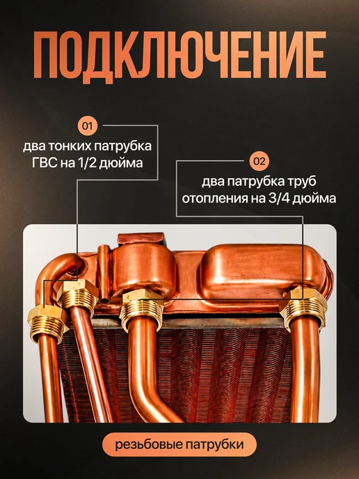 Мэйкон Теплообменник битермический 280х180х255мм 24кВт BiFlex, вариант, фото 2
