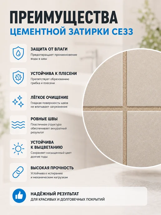 Церезит Затирка цементная 1 кг Бежевая, 1 кг, фото 3