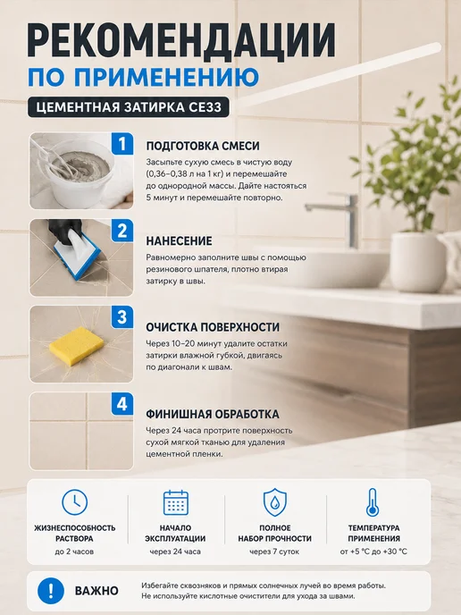 Церезит Затирка цементная 1 кг Бежевая, 1 кг, фото 4