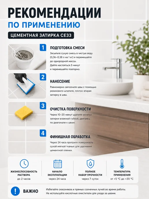 Церезит Затирка цементная защита от влаги 1 кг Белая, 1 кг, фото 4