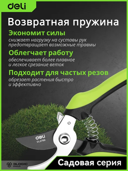 DELI Секатор 200мм DL2789 (SK5, Тефлон), зеленый, фото 4