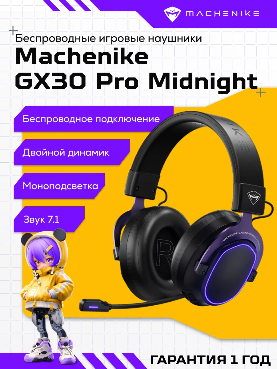 Беспроводная гарнитура игровая Machenike GX30 Pro Midnight