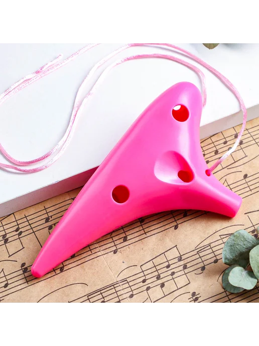 Music Life Окарина 12 отверстий, розовая, 17,5 х 9,5 х 4,5 с, розовый, фото 2