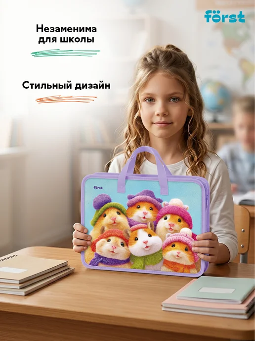 Forst Папка с ручками А4 для труда и рисования для мальчиков, голубой, фото 6