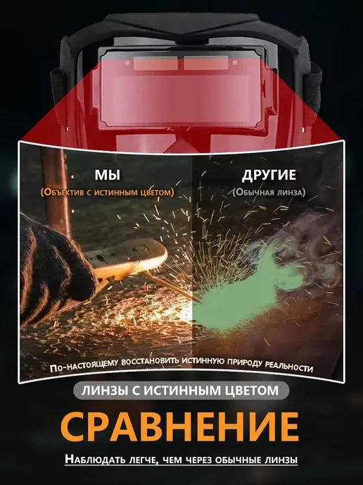 Сварочная маска с автозатемнением, черный, фото 7