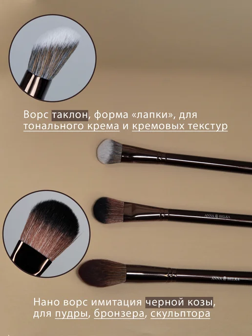 Anna BELKA Набор кистей для макияжа, коричневый, фото 3