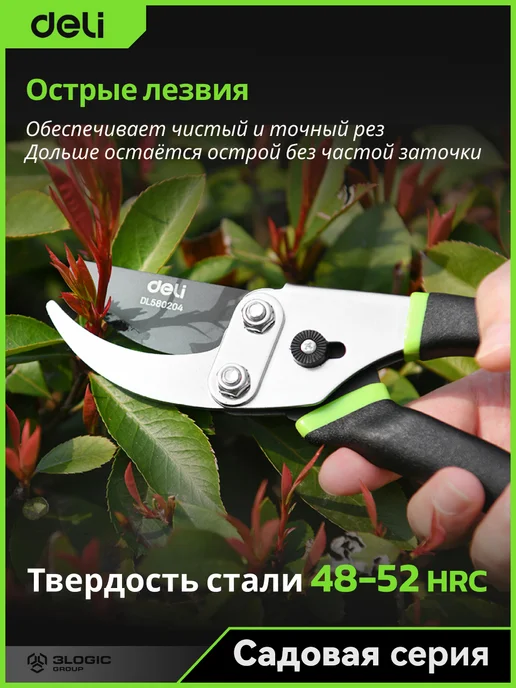 DELI Секатор 200мм DL580204 (тефлон, рез до 15мм), зеленый, фото 3