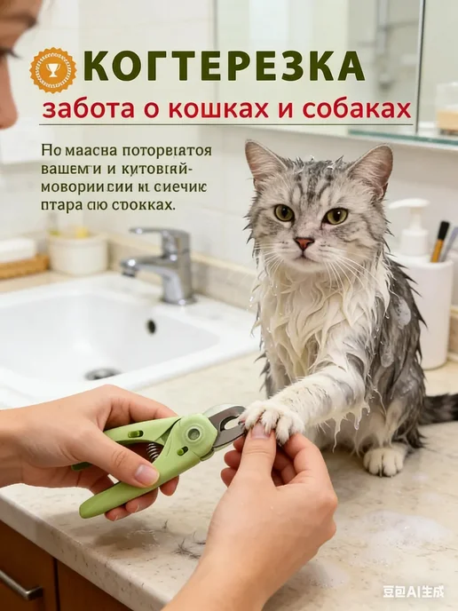 Когтерезка с гриндером для кошек и собак, зеленый