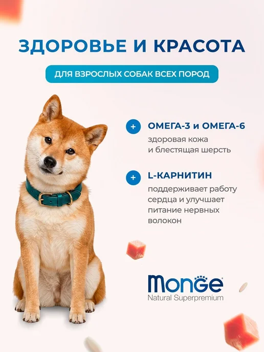 Сухой корм MONGE Монж Низкокалорийный для собак, лосось, 2,5 кг, фото 2