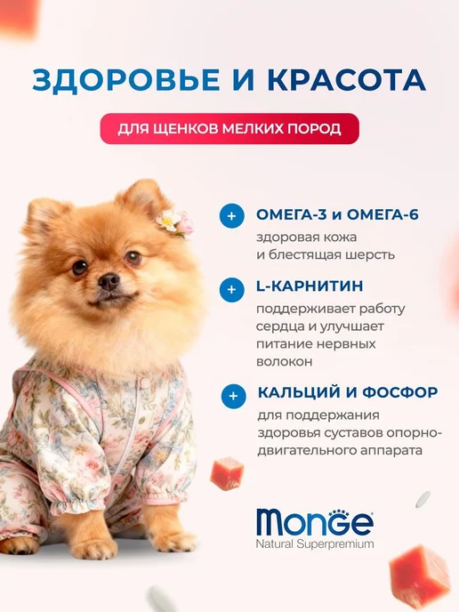 Сухой корм MONGE Монж для собак, мелкие, щенки, лосось, 2,5 кг, фото 2