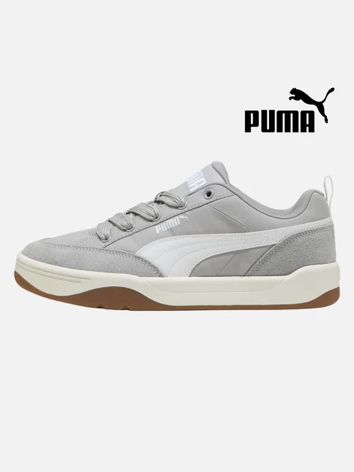 PUMA Кеды осенние кожаные дышащие Park Lifestyle Street, серый