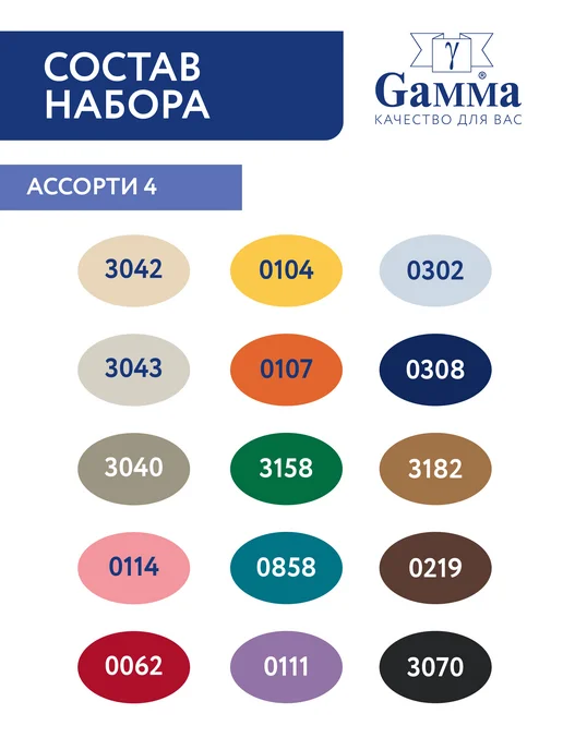 GAMMA Набор нитки мулине 50 шт для вышивания, 15 шт, фото 3
