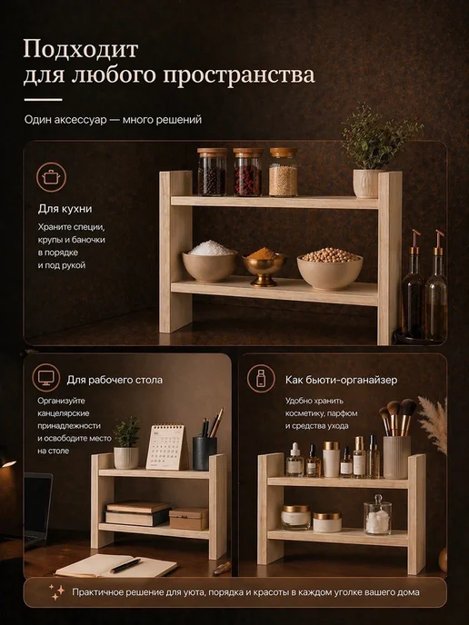 DIAL STORE Полка настольная дуб сонома, бежевый, фото 4