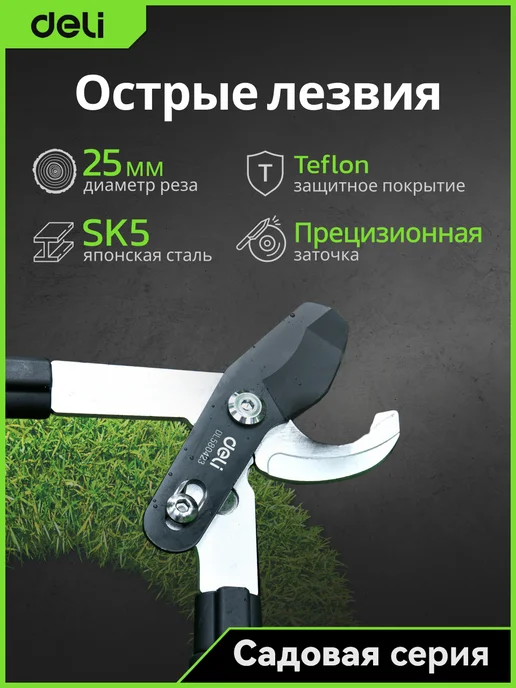 DELI Сучкорез телескопический усиленный 630-870мм DL580423, зеленый, фото 6