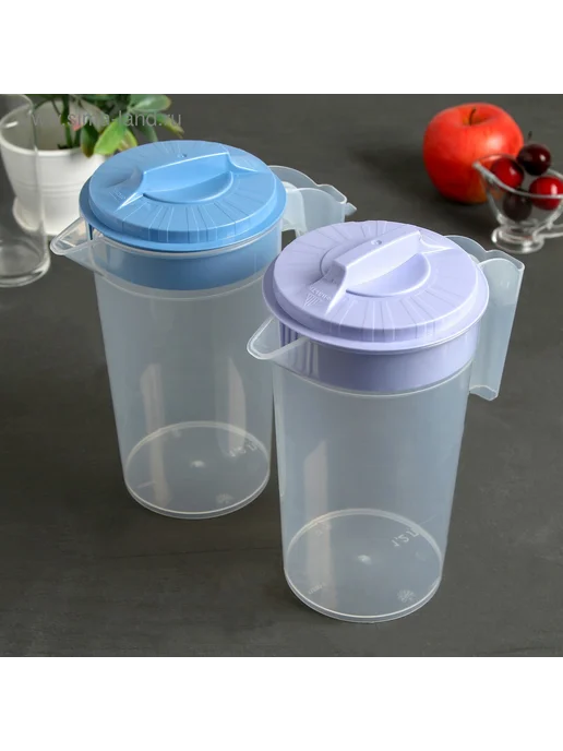 Кувшин для воды с крышкой 1.2 л цвет микс, 1,2 л, фото 2