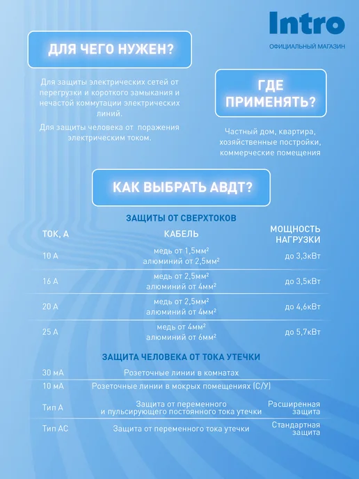INTRO Дифавтомат АВДТ 20А 4,5кА автоматический выключатель, серый, фото 5