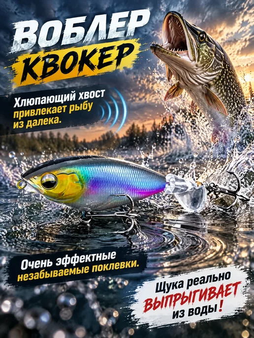 Proberos Набор воблеров (3 шт) (16гр. 9,5см) квокер для рыбалки, 12 г, фото 2