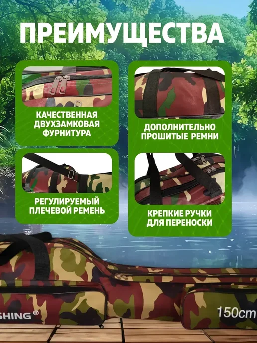 База отдыха Компактный чехол для удилищ 150 см, серый, фото 4