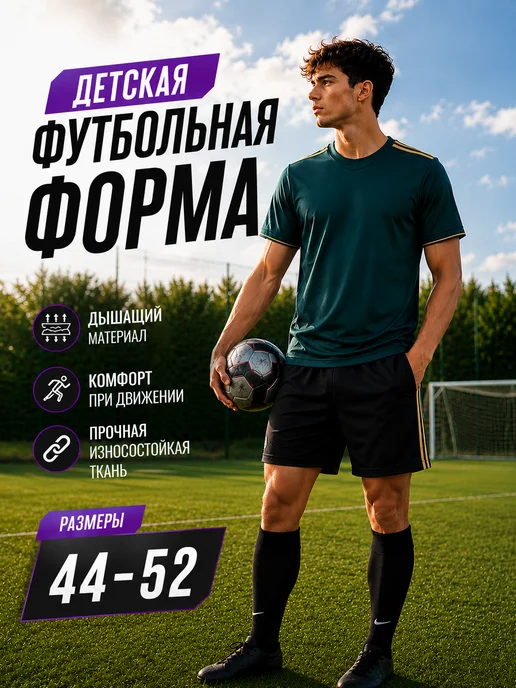 EZ SPORTS Футбольная тренировочная форма без надписей, черный, фото 5