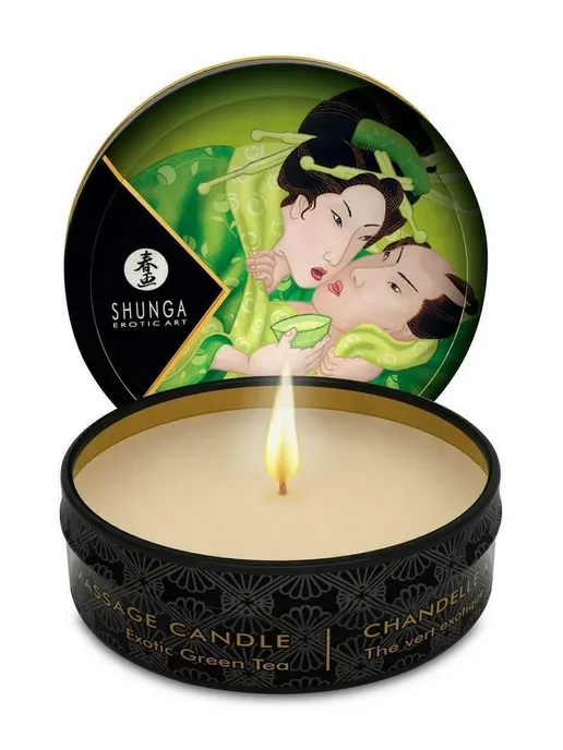 Shunga Массажная свеча Экзотический зеленый чай интимная, зеленый