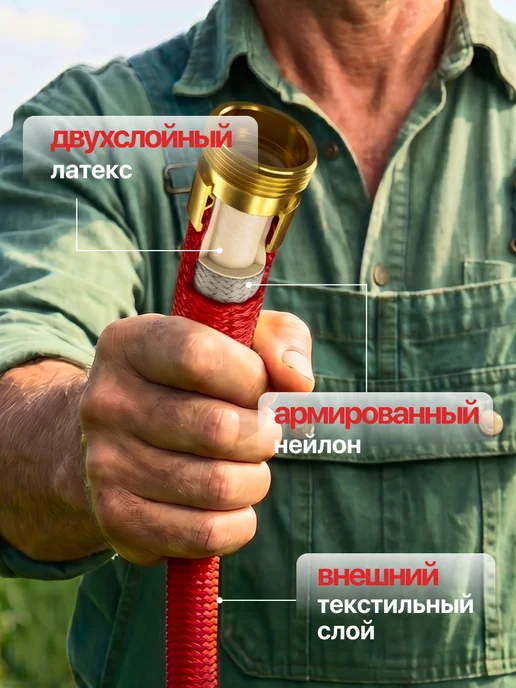 Садовый поливочный шланг 3 4 растягивающийся, вариант, фото 7