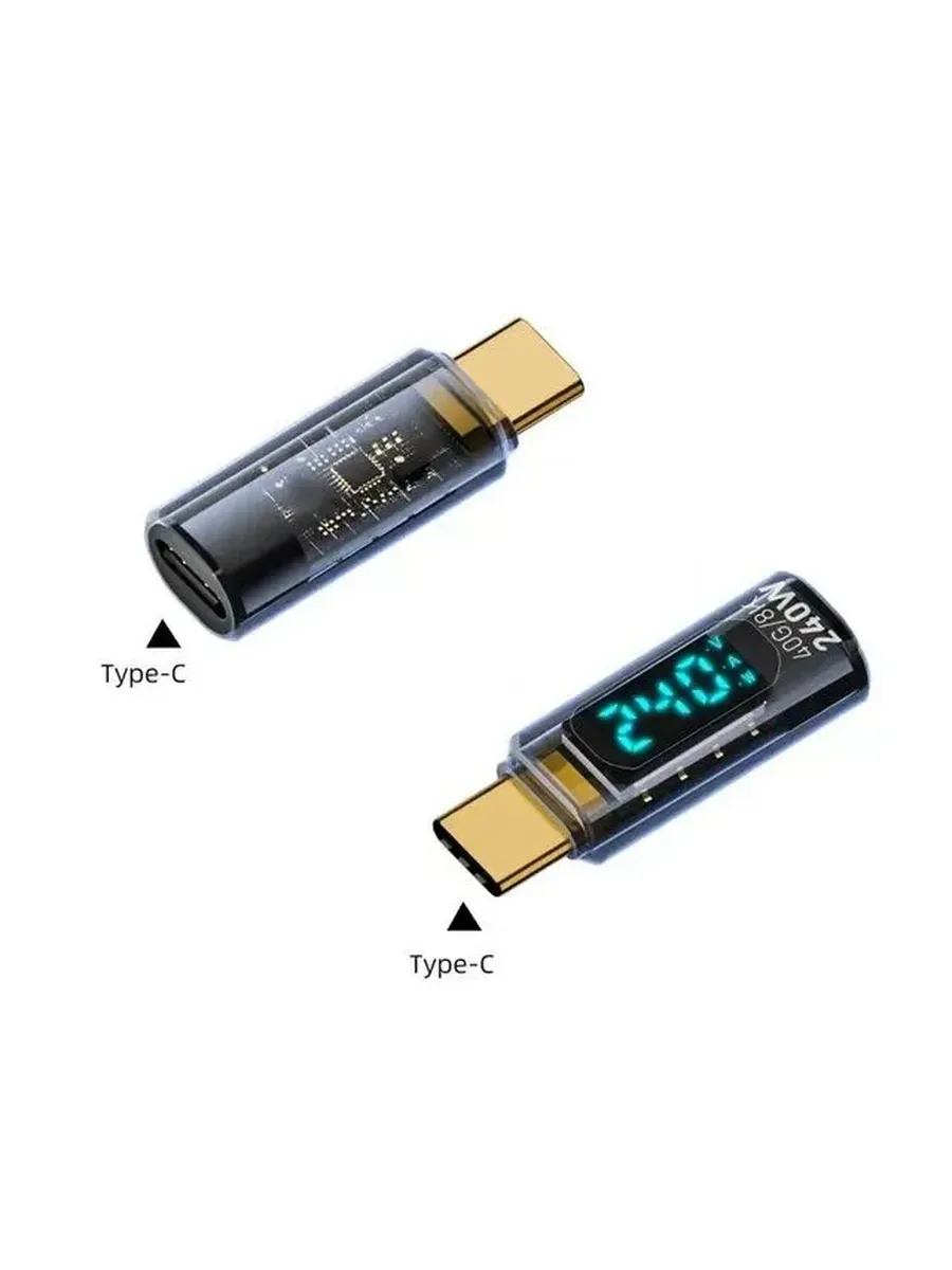 USB тестер type-c (typec) светло-голубой прозрачный корпус