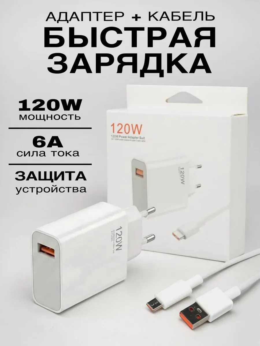 Сетевое зарядное устройство 120W с кабелем Type-C 6A