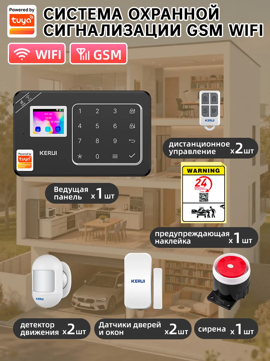 WIFI и GSM противоугонная сигнализация, черная панель
