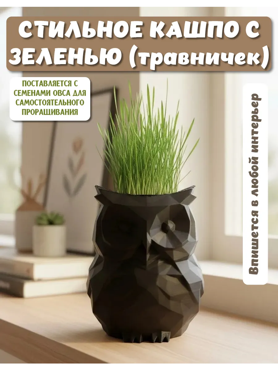 Набор для самостоятельного выращивания травы черная сова