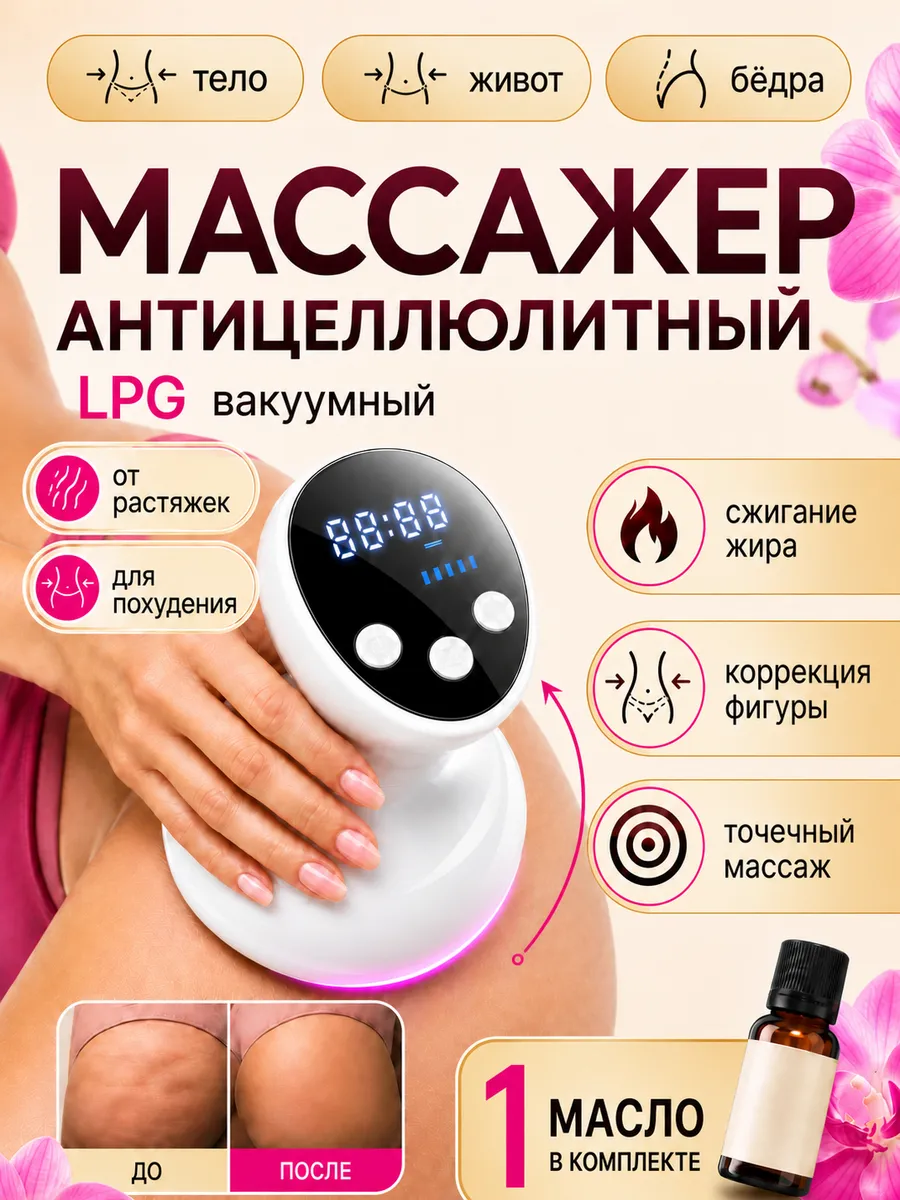 Массажер вакуумный антицеллюлитный LPG для ног, живота