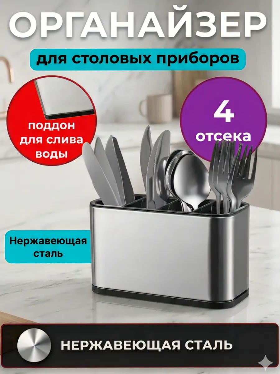 Подставка-сушилка для столовых приборов органайзер