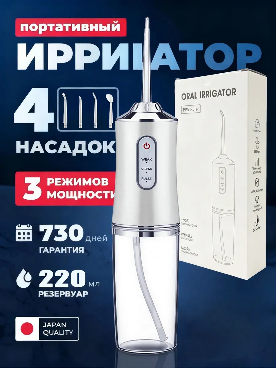 Ирригатор для зубов и десен портативный с щеткой