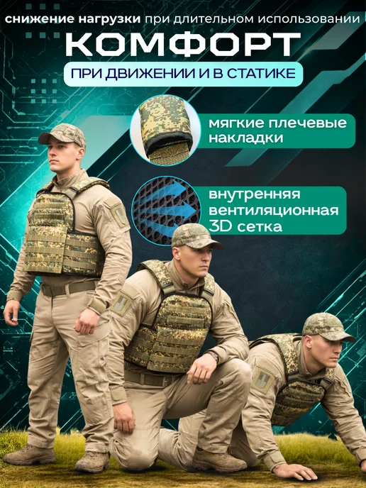 Бронежилет плитник MOLLE Cordura 1000D БР3 СВМПЭ бронеплиты, вариант, фото 5