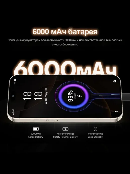 Смартфон YFQTXLW Iphonc I16 Pro Max 12/1024 ГБ, синий, фото 7