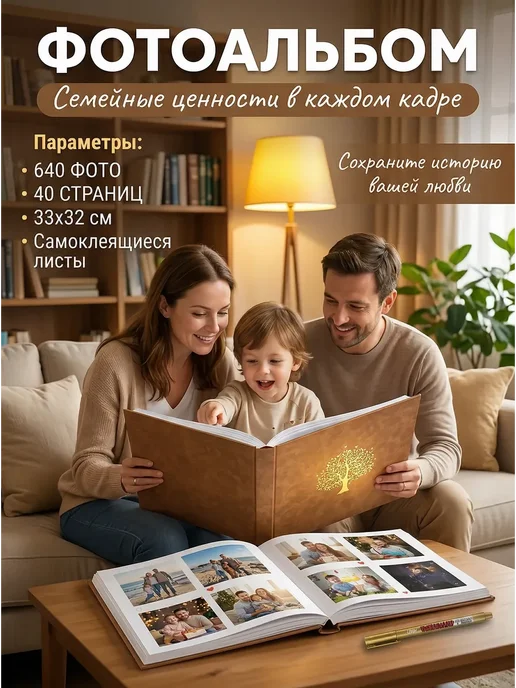 Фотоальбом магнитный Самоклеящийся, 33х32см, белый, фото 4