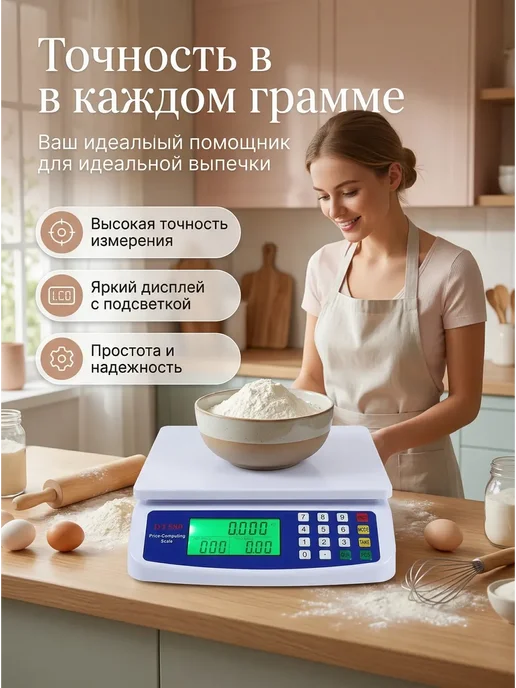 Кухонные электронные весы 1 г-30 кг, 1 г, 30 кг, фото 4